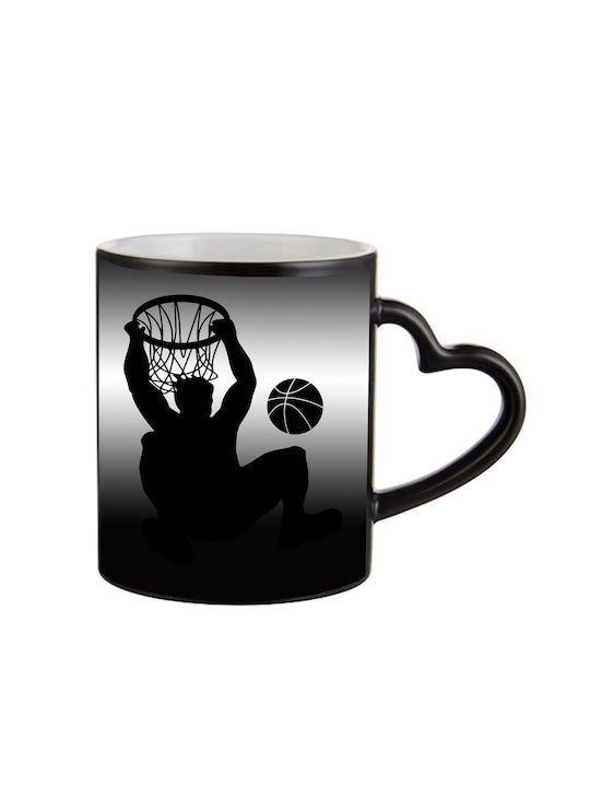 Magic Black Mug Basketball Handle Heart