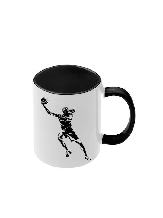 Basketball Mug Black Handle Interior