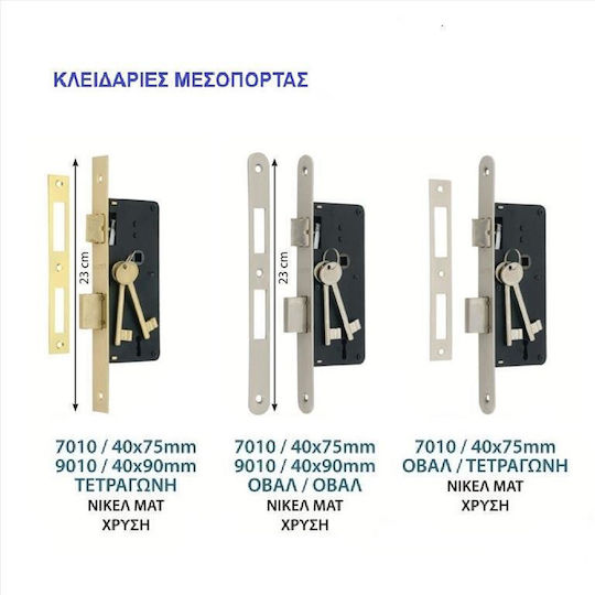 7010 Κλειδ.75/40 Οβαλ Τετραγωνη Νικελ Ματ