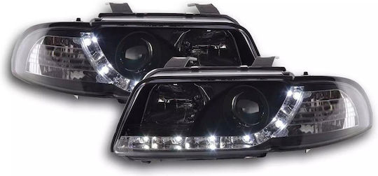 Front Led Dayline Lights Daytime Audi A4 B5 1999-2001 Without Adjuster Black 2 Pieces Fkfsai9015