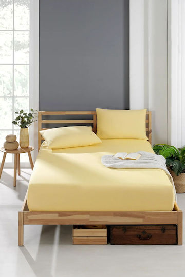 Rebeka Home Σετ Υπέρδιπλο 2τμχ 160x200εκ. με Λάστιχο Yellow Rebeka Home Σετ Υπέρδιπλο 2τμχ 160x200εκ. με Λάστιχο Yellow