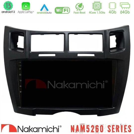 Nakamichi Car Audio System for Toyota Yaris 2022-2023 (Bluetooth/USB/AUX/WiFi/GPS/Apple-Carplay/Android-Auto) with 9" Touch Screen