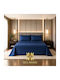Mia Home Super-Double Bed Sheets Set With Rubber Hugger 160x200+35cm Blue 4 Pieces