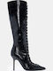 Damenstiefel aus Lackleder mit Hohem Absatz Schwarz