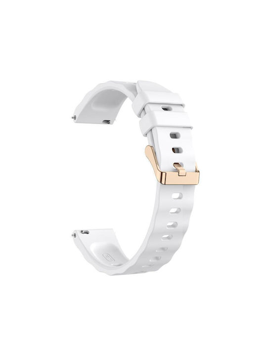 Silicone Strap Ocean Pattern Rose Gold Clasp Garmin Vivoactive 4S Vivomove 3S White