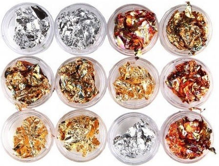 Aluminum Foil Foil Nails Gold Silver Smoky Gold Smoky Copper Set 12 Jars