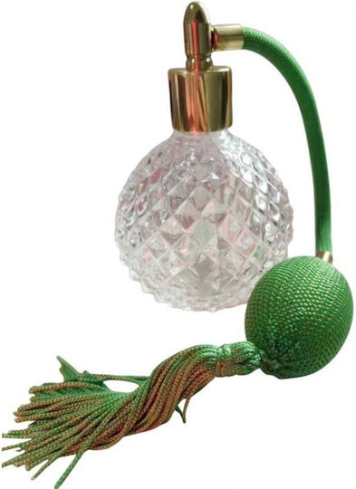 Sticlă Mică De Parfum Zamo Pompa Verde Capac Cu Pulverizator Filetat Capacitate 90 Ml Model Vintage Transparent Verde