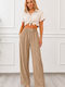 Pantaloni Dama Palazzo High Rise Fit Bej