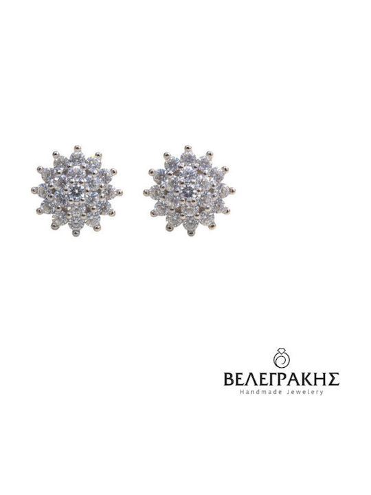 Velegrakis Silver Stud Earrings with Stones
