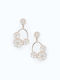 Mat Fashion Earrings Hoops with Pearls 0043.8234.N-Off-White