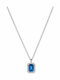 Kette Rosette aus Weißgold 8K Blau