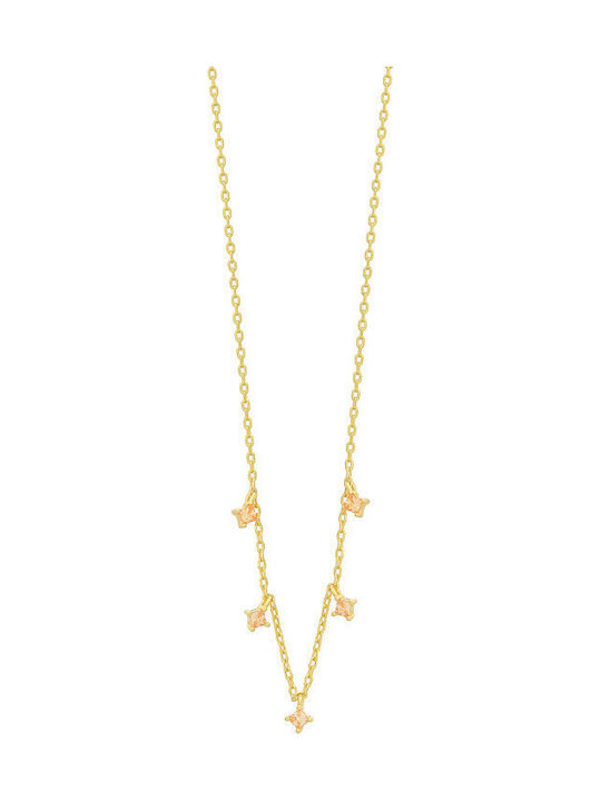Prince Silvero Necklace From Gold Plated Silver With Pink Zircon
