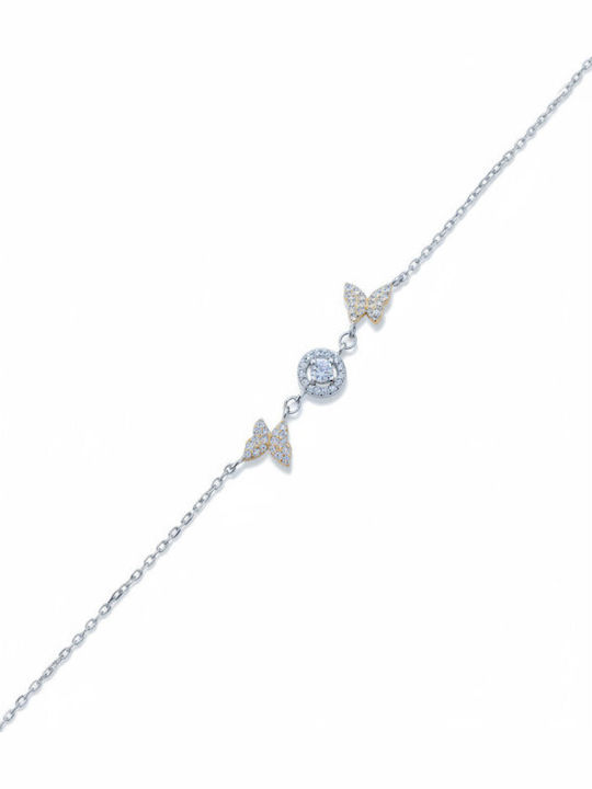 Velegrakis Women's Silver Gold Plated Chain Bracelet with Zircon