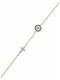 Velegrakis Women's Chain Bracelet with Eye Design Gold Plated Silver with Zircon