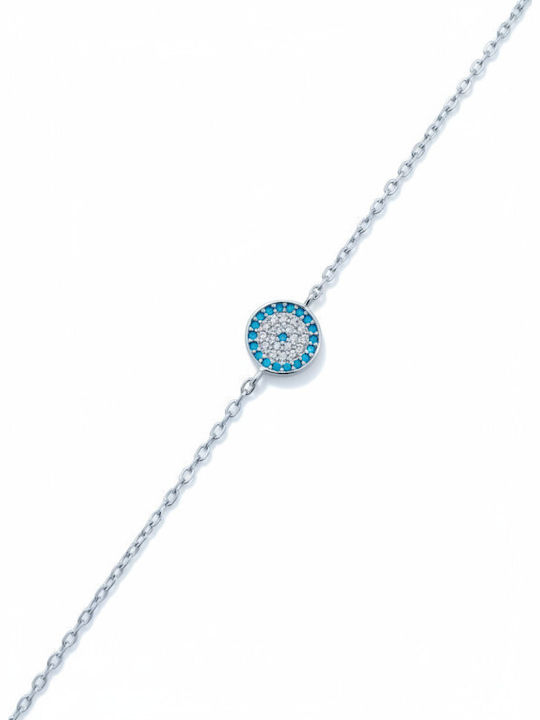 Velegrakis Women's Chain Bracelet with Eye Design in Silver with Zircon