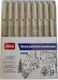 Black Drawing Markers Slim, Professional Set 9pcs