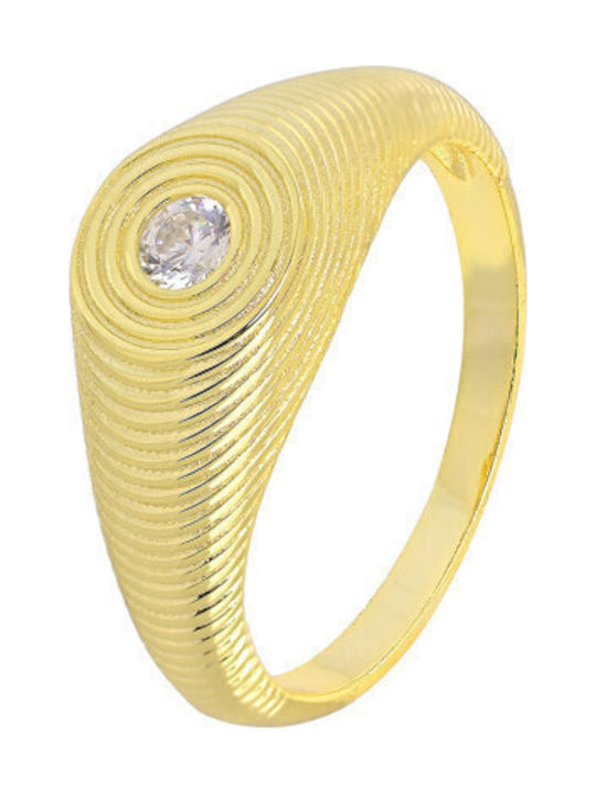 Prince Silvero Women's Ring with Zircon Made of Gold Plated Silver