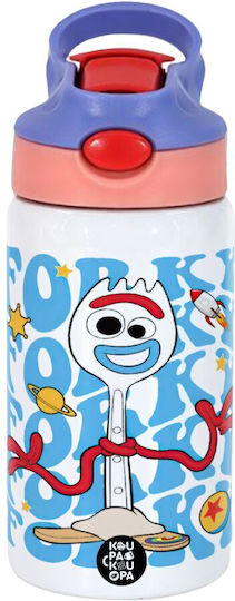 Koupakoupa Forky Неръждаема Стомана Детска Бутилка За Вода със Сламка Розова 350ml