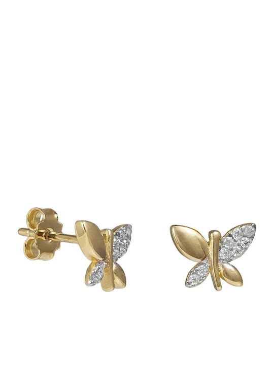 Vergoldete Kinderohrringe mit Schmetterlingen aus 9K Gold