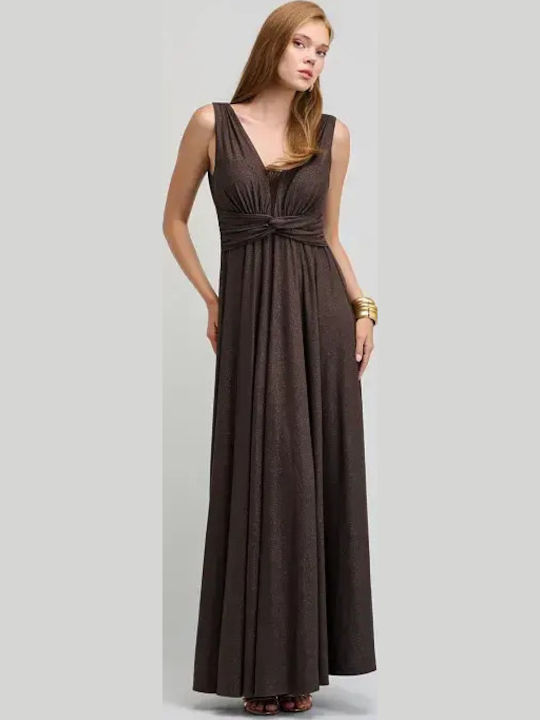 Summer Maxi Evening Dress Open Back Brown
