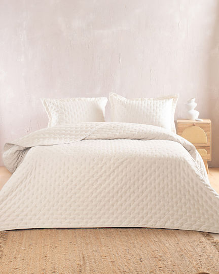 Rythmos Σετ Κουβερλί Υπέρδιπλο Microsatin Εκρού 220x240cm 3τμχ