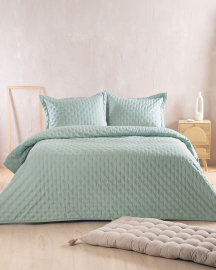 Rythmos Σετ Κουβερλί Υπέρδιπλο Microsatin Άκουα 240x260cm 3τμχ