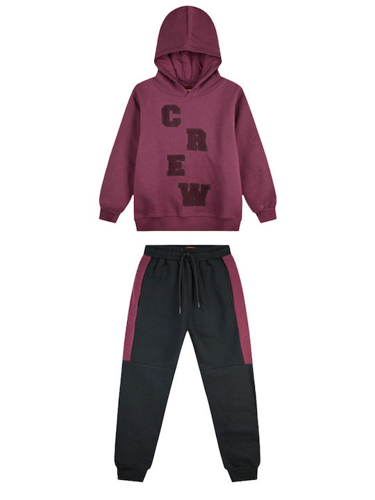 Kids Sweatpants Set Burgundy 2 Pieces