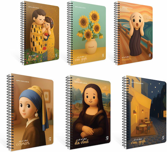 Gipta Spiral Notebook Ruled A4 75 Paper Sheets 3 Subjects (Various Designs or Colours)