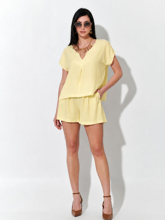 Theros Island Damen-Leinen-Shorts Gelbe