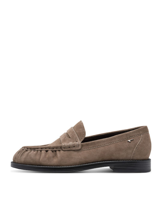 Δερμάτινα Γυναικεία Loafers σε Μπεζ Χρώμα