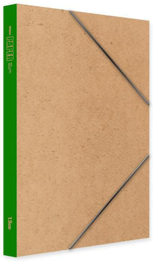 Unipap File Box with Rubber Band Micro Velcro 1.5cm Green