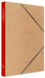 Unipap File Box with Rubber Band Micro Velcro 1.5cm Red