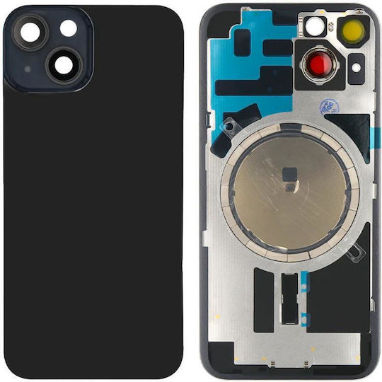 Apple Iphone 14 Back Glass Large Hole + Lens + Magsafe Midnight Black Oem Logo