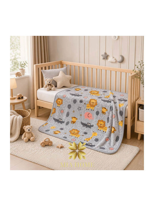 Mia Home Одеяло За Детско Легло Велур Сиво 110x140см