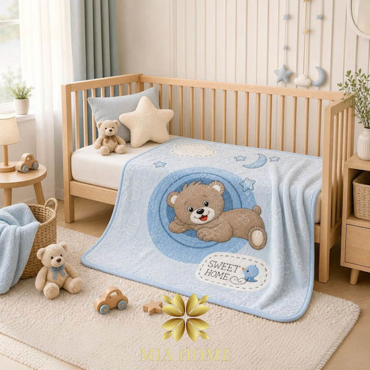 Mia Home Κουβέρτα Κούνιας Βελουτέ Μπλε 110x140εκ.