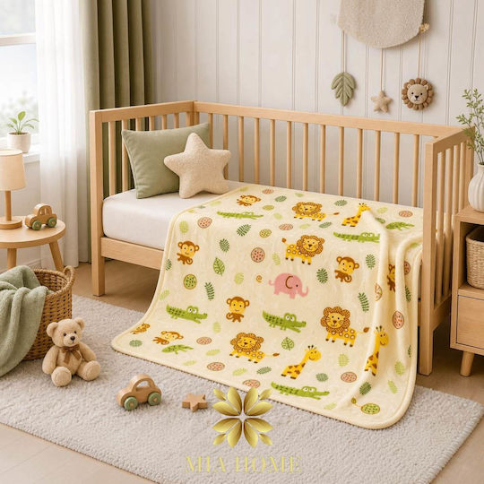 Mia Home Cot Velvet Baby Blanket Yellow 110x140cm