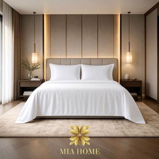 Mia Home Super-Double Set 4 Pieces 160x200+35cm with White Fitted Sheet Mia Home Super-Double Set 4 Pieces 160x200+35cm with White Fitted Sheet