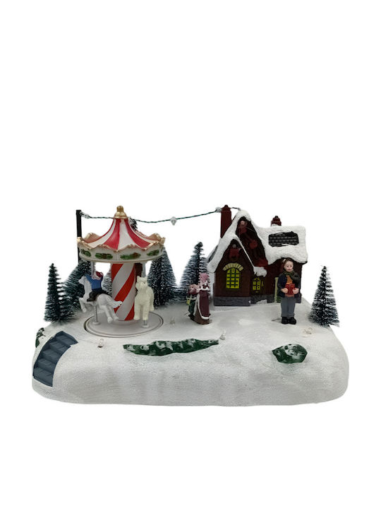 Christmas Illuminated Decorative Village Brown Battery with Music 26.5x16x14cm