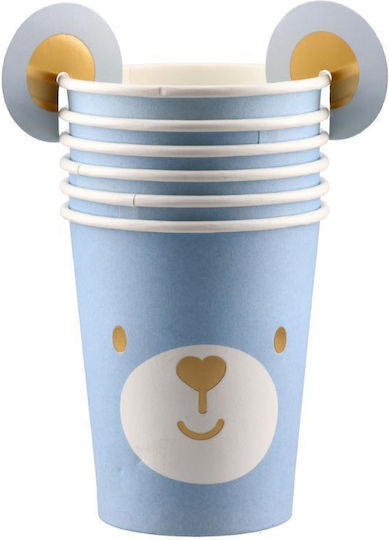 Festa Paper Glass 12cm 6 Pieces Gold Baby Boy Bear
