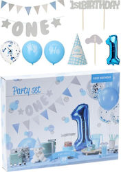 Σετ Βρεφικού Πάρτυ Γενεθλίων 1st Birthday Μπλε