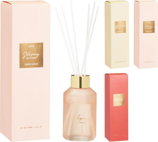 Koopman Αρωματικός Diffusor Glasflasche & 6 Holzstäbchen – 100ml Seide Pfingstrose