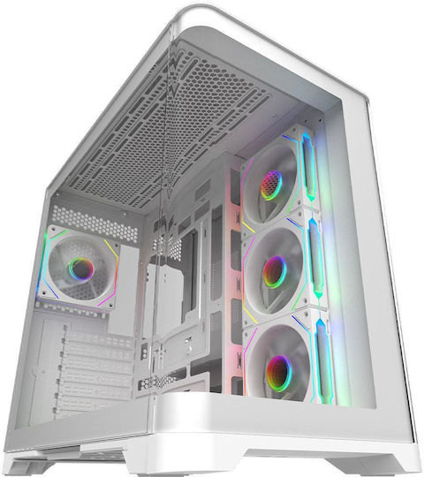 Aqirys Europa Gaming Midi Tower Computer Case with Side Window and ARGB Lighting White