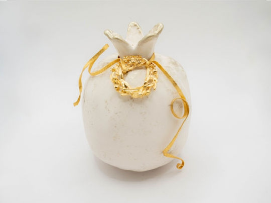 Hängender Glücksbringer Granatapfel Keramik 13x15cm