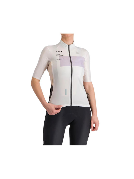 Sportful Tricou De Ciclism Pentru Femei Cu Mâneci Scurte Albă