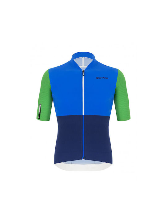 Santini Tricou De Ciclism Cu Mâneci Scurte Pentru Bărbați Albastru