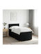 Single Upholstered Bed with Fabric Black with Slats and Mattress 80x200cm