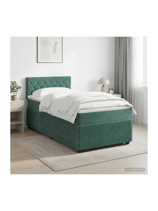 Ein Einzelbett Mit Samt Dunkelgrüner Farbe Mit ...