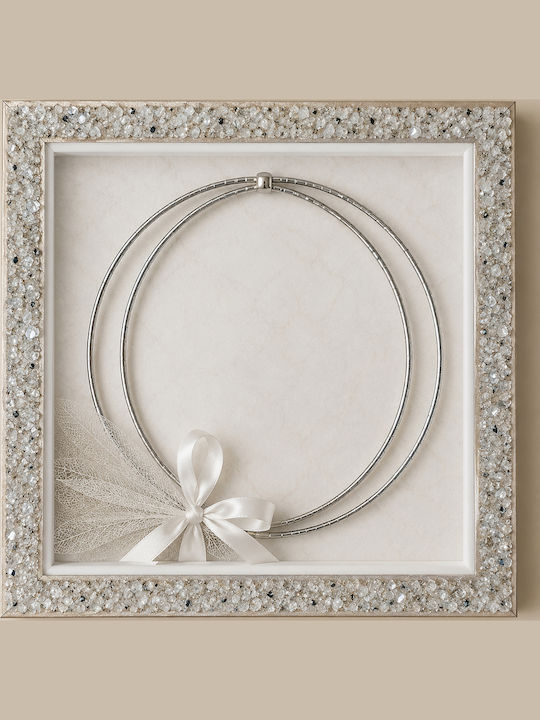 Cazuri Pentru Coroane De Nuntă 30x30cm Cristalină Argintie Rama Foto Din Lemn Personalizată