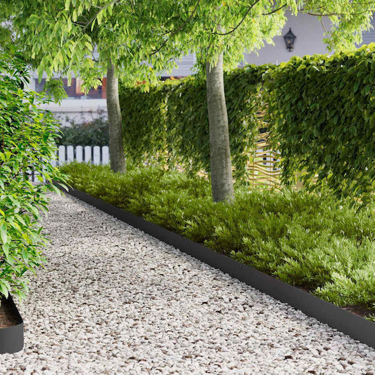 vidaXL Gardă Viu De Grădină Metalică Neagră 1m x 15cm 20 Bucăți