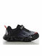 Kids Sneakers with Hoop & Loop Closure & Lights Black